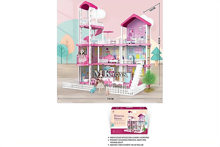 diy villa with 2pcs 6 inch dolls 盒庄自装别墅配2个6寸芭芘 mktoys