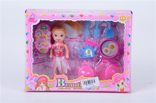 mki796922 doll with kitchen set 窗盒小芭芘配餐具 mktoys,美佳玩具